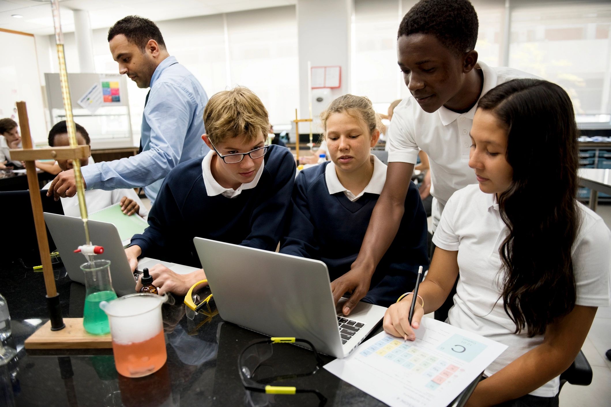 Students collaborating during classroom learning